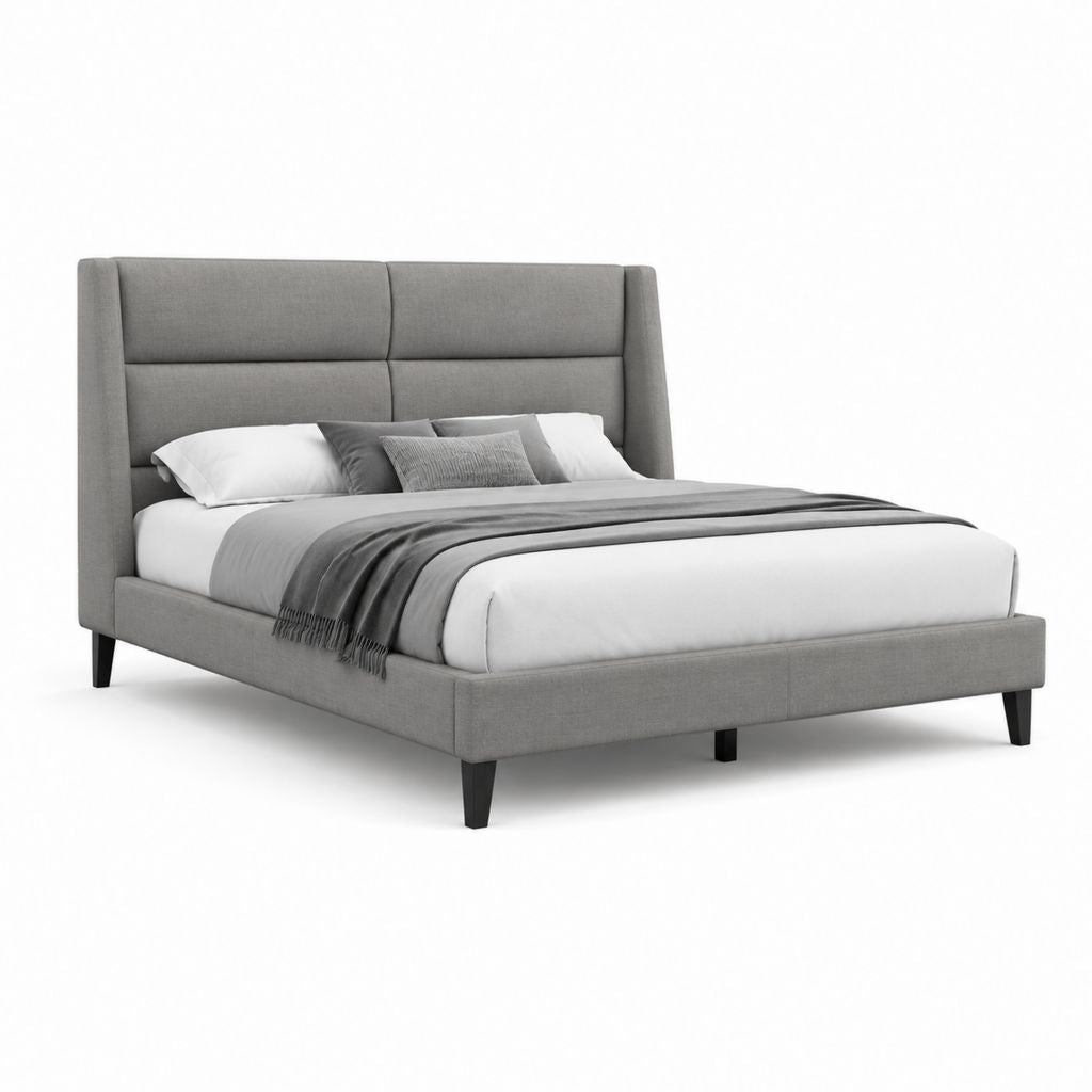Letto matrimoniale imbottito grigio in poliestere rettangolare 160 x 200 cm