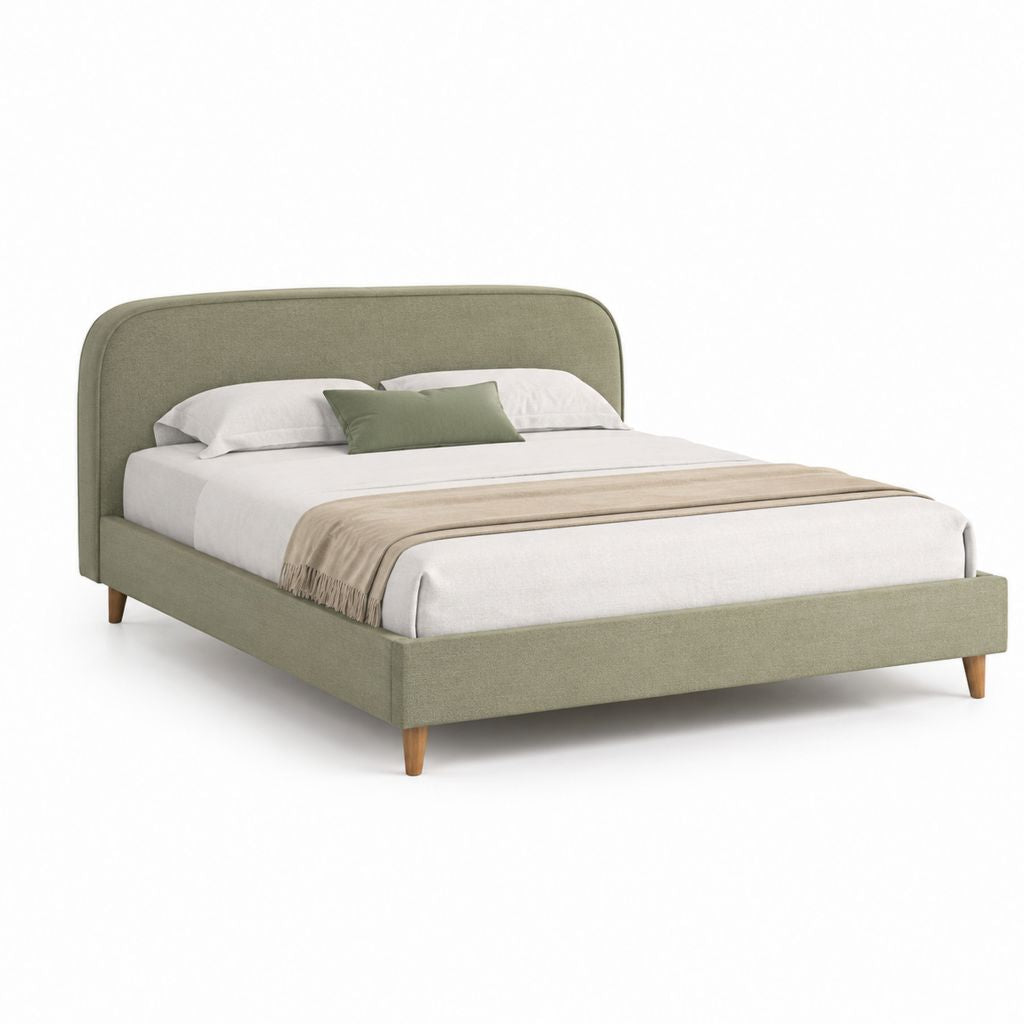 Letto matrimoniale con struttura 160 x 200 cm verde salvia in poliestere rettangolare
