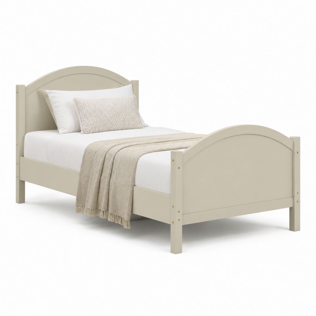 Letto singolo beige con struttura in pino e MDF ad arco 90 x 190 cm