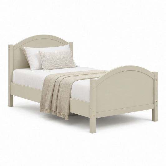 Letto singolo beige con struttura in pino e MDF ad arco 90 x 190 cm