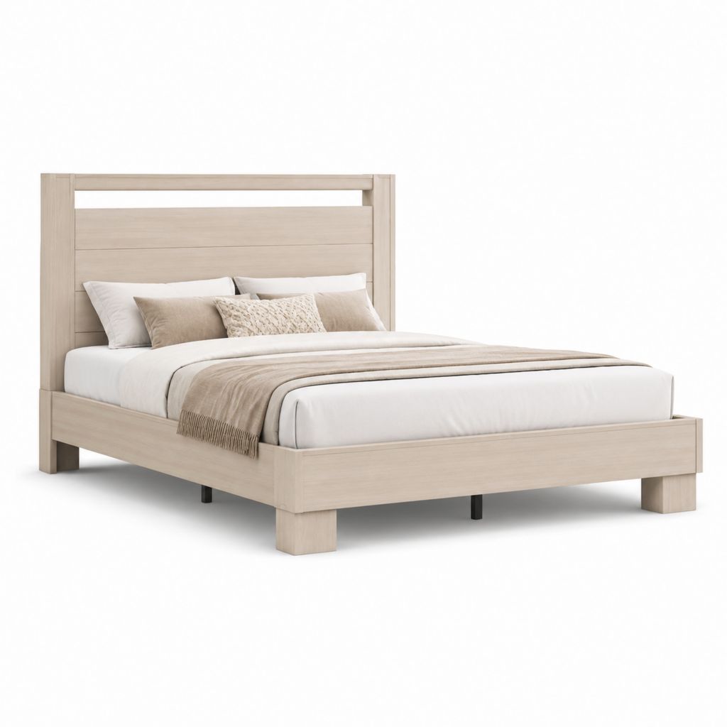 Letto matrimoniale con struttura in pino rovere chiaro 160 x 200 cm