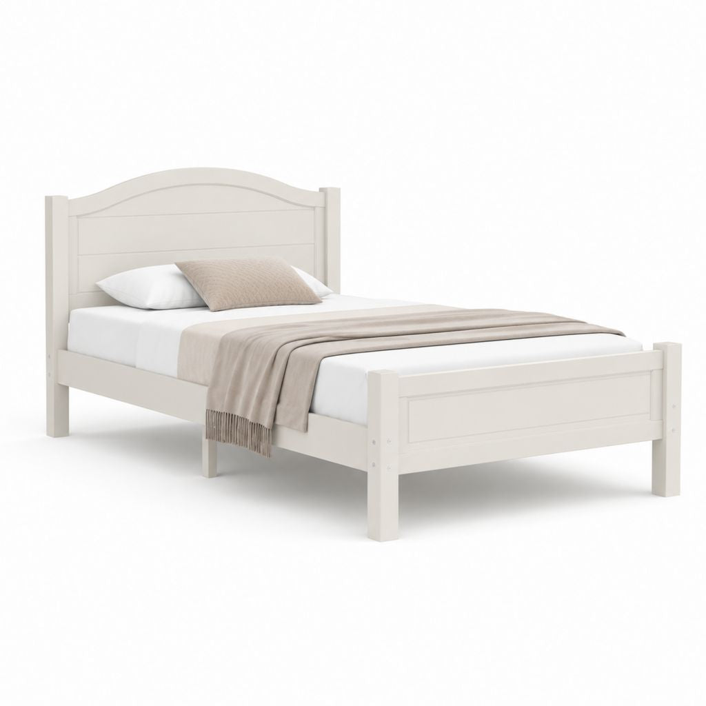 Letto matrimoniale struttura bianca in legno massello di pino 160 x 200 cm