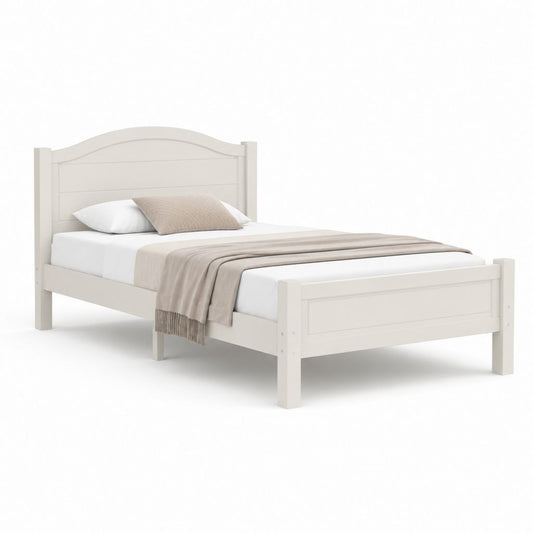 Letto matrimoniale struttura bianca in legno massello di pino 160 x 200 cm