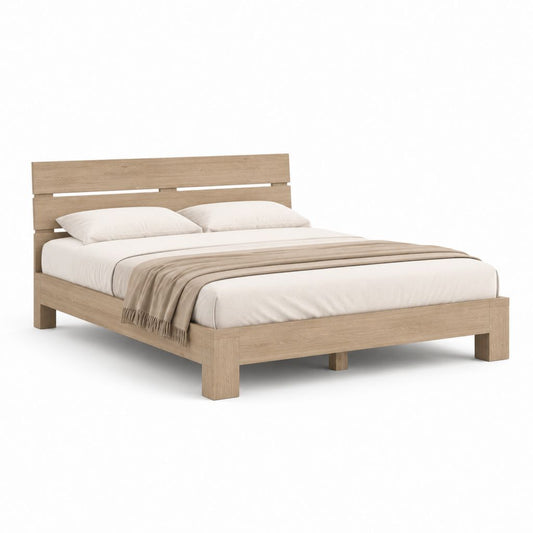 Letto matrimoniale con struttura in pannelli di particelle rovere chiaro 171 x 211 x 90 cm