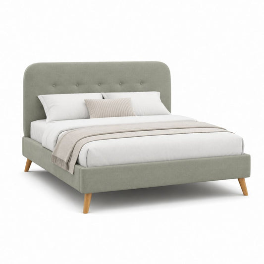 Letto matrimoniale imbottito verde salvia in poliestere rettangolare per materasso 160 x 200 cm