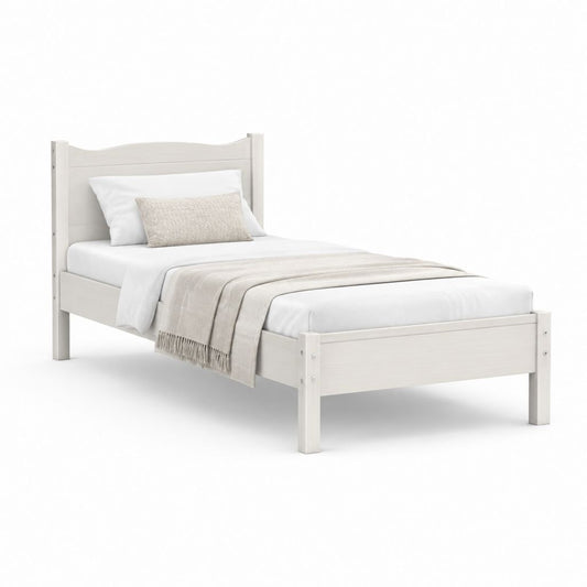 Letto singolo in legno massello di pino bianco rettangolare 90 x 190 cm