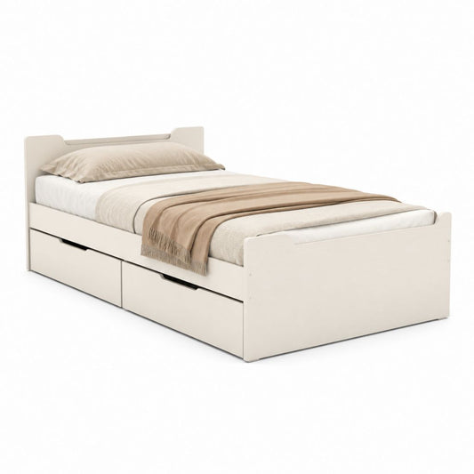 Letto singolo con cassetti beige in pannello truciolare 90 x 200 cm