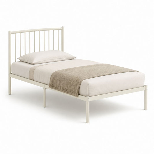 Letto singolo struttura in acciaio avorio 90 x 190 cm
