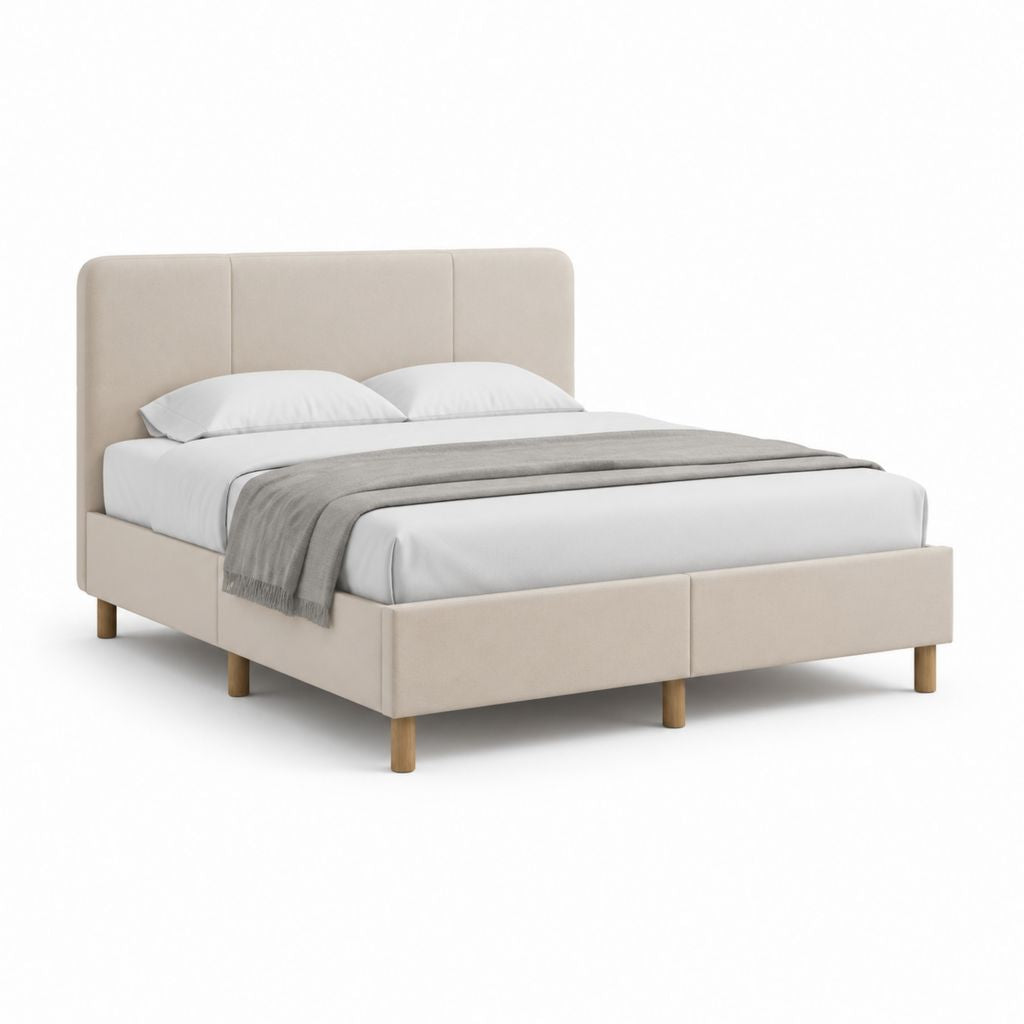 Letto matrimoniale imbottito beige in poliestere rettangolare 160 x 200 cm