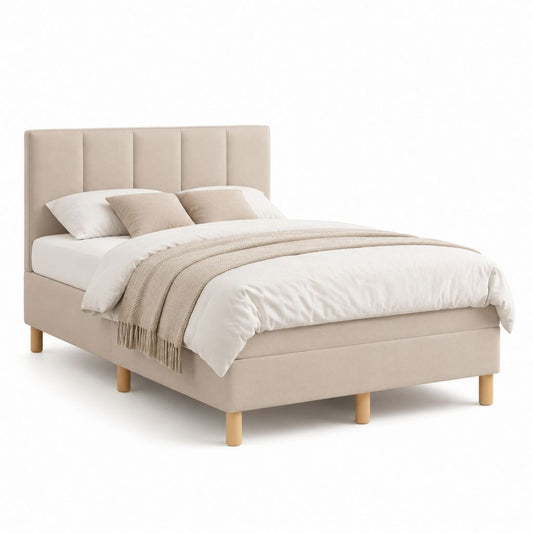 Letto matrimoniale imbottito beige in poliestere rettangolare 160 x 200 cm 170 x 210 x 110 cm
